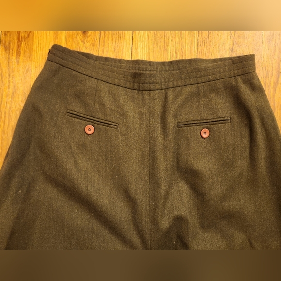 Talbots Petites Made In Italy Army Green Wool Skirt Fully Lined Size 6 Stretch - Picture 6 of 11